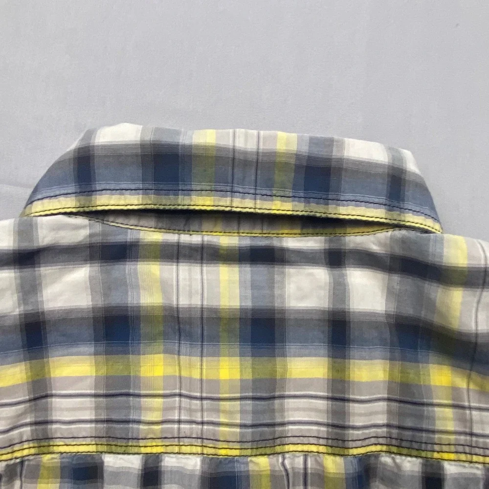 Carhartt Relaxed Fit Plaid Button Down Shirt Mens‎ Medium Yellow Blue Casual